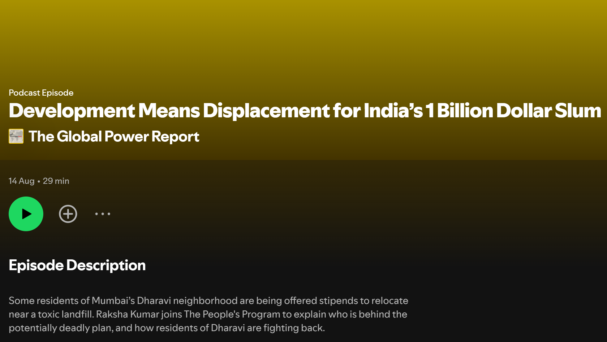 Development means Displacement for India’s 1 Billion Dollar Slum